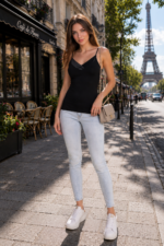 Maiou cu bretele ajustabile - Belinay 6011 - negru - imagine 2