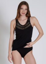 Maiou cu dantelă - Belinay 0763 - negru - imagine 2
