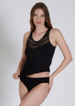 Maiou cu dantelă - Belinay 0763 - negru - imagine 4