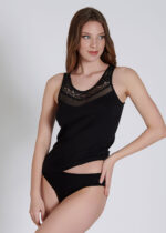 Maiou cu dantelă - Belinay 0763 - negru - imagine 5