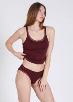 Set lenjerie intimă cu broderie - Belinay 1128 - vișiniu - imagine 5