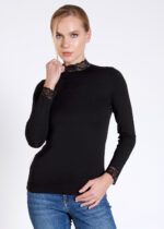 Bluză pe gât, cu dantelă cu mânecă lungă - Belinay 8521 - imagine 5