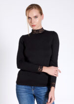 Bluză pe gât, cu dantelă cu mânecă lungă - Belinay 8521 - imagine 8