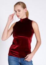 Bluză pe gât din catifea - Belinay 8030 - bordo - imagine 5