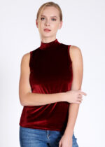 Bluză pe gât din catifea - Belinay 8030 - bordo - imagine 6