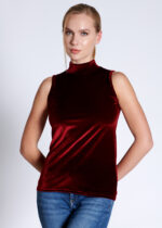 Bluză pe gât din catifea - Belinay 8030 - bordo - imagine 9