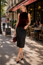 Bluză pe gât din catifea - Belinay 8030 - bordo - imagine 4