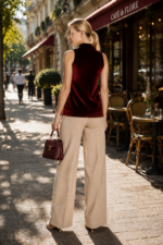 Bluză pe gât din catifea - Belinay 8030 - bordo - imagine 7