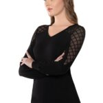 Bluză cu dantelă cu mânecă lungă - Belinay 8517