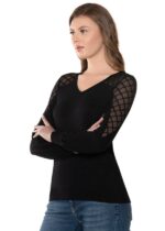 Bluză cu dantelă cu mânecă lungă - Belinay 8517
