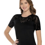 Bluză cu dantelă cu mânecă scurtă – Belinay 8000