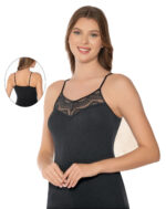 Maiou cu dantelă din material reiat, cu bretele ajustabile – Belinay 6013