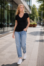 Bluză cu mânecă scurtă – Belinay 0984 - negru - imagine 6