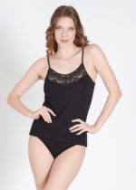 Maiou cu dantelă din material reiat, cu bretele ajustabile – Belinay 6013 - imagine 2