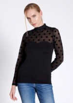Bluză pe gât, cu dantelă cu mânecă lungă – Belinay 1049 - imagine 2