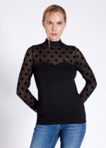 Bluză pe gât, cu dantelă cu mânecă lungă – Belinay 1049 - imagine 3