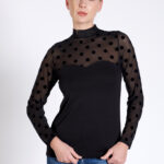 Bluză pe gât, cu dantelă cu mânecă lungă – Belinay 1049