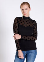 Bluză pe gât, cu dantelă cu mânecă lungă – Belinay 1049 - imagine 4