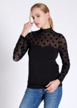 Bluză pe gât, cu dantelă cu mânecă lungă – Belinay 1049 - imagine 5