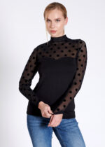 Bluză pe gât, cu dantelă cu mânecă lungă – Belinay 1049 - imagine 6