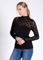 Bluză pe gât, cu dantelă cu mânecă lungă – Belinay 1049 - imagine 7