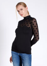Bluză pe gât, cu dantelă cu mânecă lungă – Belinay 1049 - imagine 8