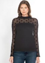 Bluză pe gât, cu dantelă cu mânecă lungă – Belinay 8542 - imagine 2
