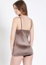 Maiou satinat cu bretele ajustabile - Belinay 6022 - vizon - imagine 3