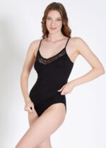 Maiou cu dantelă, cu bretele ajustabile – Belinay 6010 - negru - imagine 5
