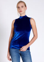 Bluză pe gât din catifea - Belinay 8030 - saks - imagine 2