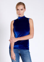 Bluză pe gât din catifea - Belinay 8030 - saks - imagine 3