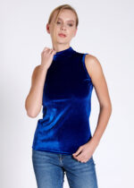 Bluză pe gât din catifea - Belinay 8030 - saks - imagine 5