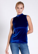 Bluză pe gât din catifea - Belinay 8030 - saks - imagine 6