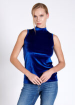 Bluză pe gât din catifea - Belinay 8030 - saks - imagine 7